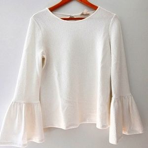 Anthropology White Bell-Sleeve Top - Small